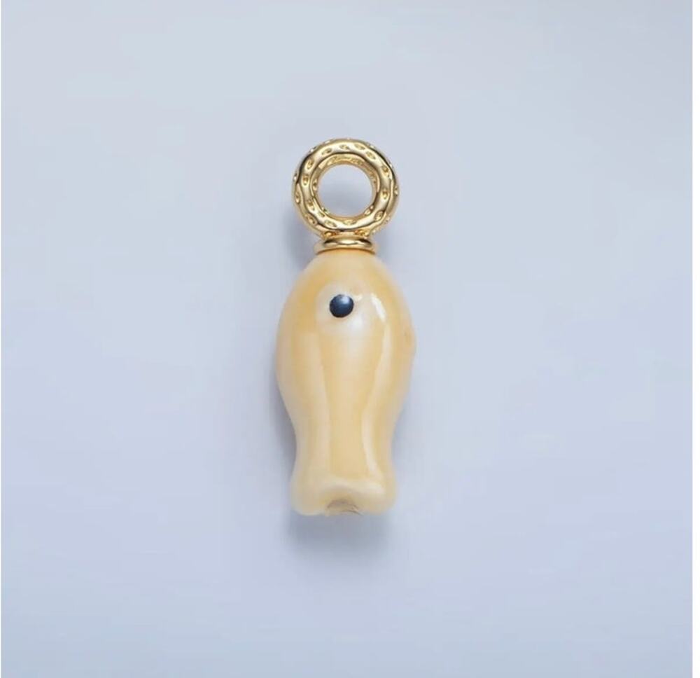 24K Gold Filled 30mm Enamel Fish Sea Animal Ceramic Drop Charm | X794 - X801